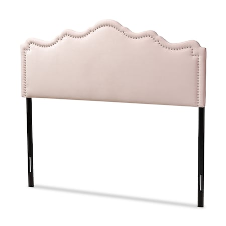 Baxton Studio Nadeen Light Pink Velvet Upholstered Queen Size Headboard 156-9341